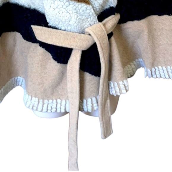 🆕 WOOL PONCHO CAPE LAYERING NWT a.n.a. Maje OSFM Tan Brown Black Cream - Picture 8 of 14